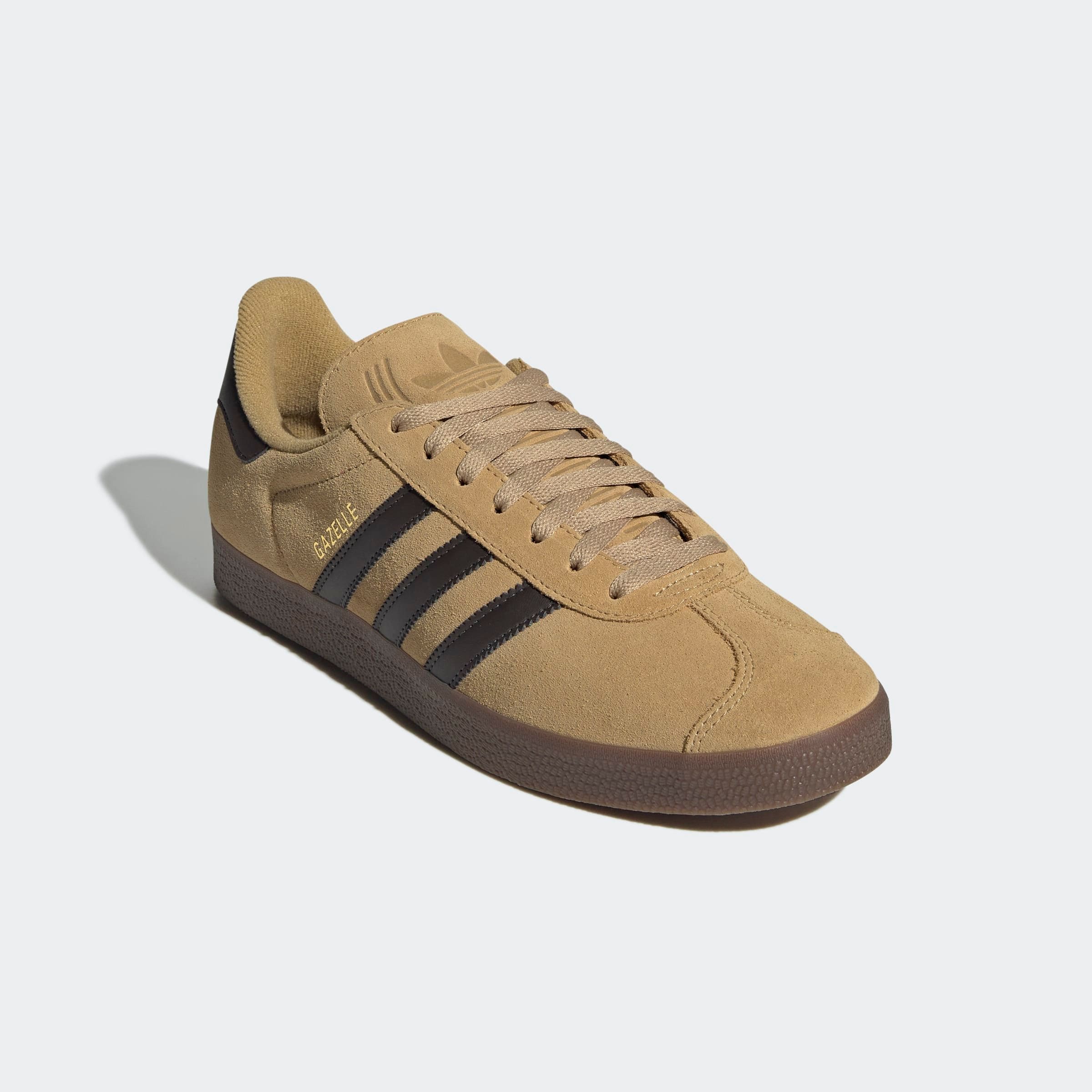 Sneaker ADIDAS ORIGINALS "GAZELLE", Damen, Gr. 40, braun (golden beige, schwarz braun, gold metallic), Leder, Synthetik, Schuhe Sneaker