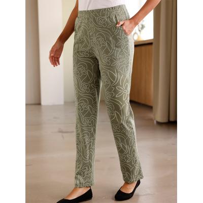 Schlupfhose, Damen, Gr. 48, Normalgrößen, grün (khaki, sand, bedruckt), 100% Baumwolle, geblümt, gemustert, Hosen Image