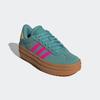 Plateausneaker ADIDAS SPORTSWEAR "VL COURT BOLD LIFESTYLE KIDS", Gr. 38,5, powder teal, shock pink, powder gelb, Leder, Synthetik, sportlich, Schuhe, Design auf den Spuren des adidas Gazelle Bold