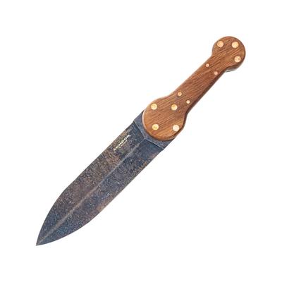 Condor Tool and Knife Trade Dag Fixed Blade Knife 14.25in Overall 8in Natural Finish Double Edge 1095HC Steel Blade Walnut Handle Brown Leather Belt