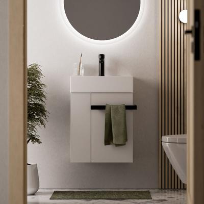 Waschtischunterschrank Gäste-WC Bernstein compact 450 mit Waschbecken 45 cm Regal links Badmöbel: Image