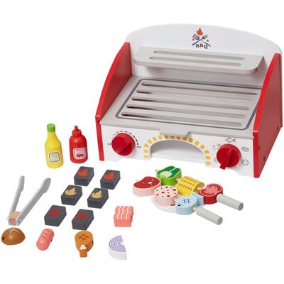 Mophorn - Kinder-BBQ-Grill-Spielset, Holzgrill-Set mit realistischem Kohlefeuer, Image