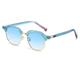 PPFVVTV Vintage Round Sunglasses Fashion Gradient Uv400 Trending Rivets Punk Style for Women and Men(Gold-Blue)