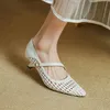 2023 sommer Frauen Schuhe Spitz Frauen Sandalen Aus Echtem Leder Schuhe für Frauen Weben Elegante High Heels Party Schuhe