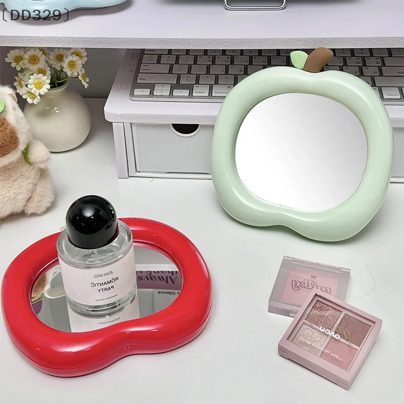 itariaDD329 soi Dekorativer Spiegel in Apfelform, Make-up-Spiegel, Desktop-Kosmetikspiegel für Schlafzimmer, Schlafsaal, Schreibtischzubehör, Heimdekoration