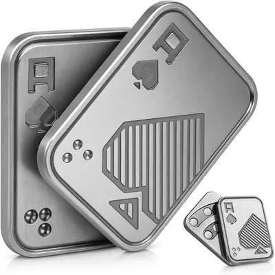 Fidget Slider, Metal Poker Push Card, Fidget Clicker, Fidget Toys for Adults Teens, Relieve Stress Anxiety ADHD, Gift for Boyfri