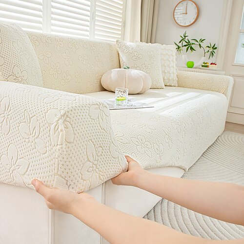 Chenille-Sofabezüge für das Wohnzimmer, dicker, elastischer Jacquard-All-Inclusive-Couchbezug, Stretch-Sofabezüge für L-förmige Ecksofas, 1/2/3/4-Sitzer Image