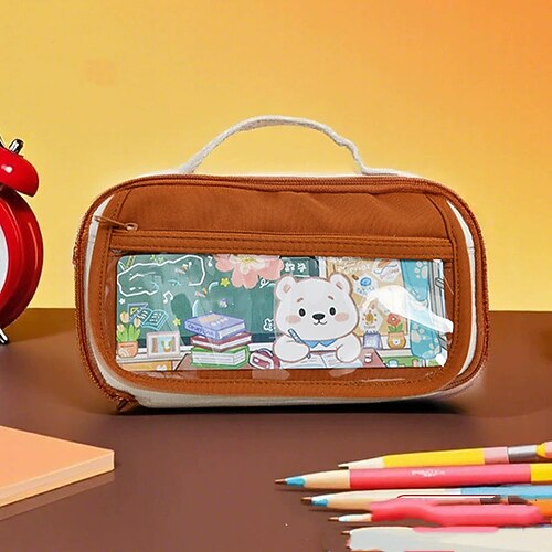 Mode Bleistift Case für Kinder Kreatives Design Einfarbig Schreibwaren Scrapbook Aufbewahrungstasche Schulsachen Image