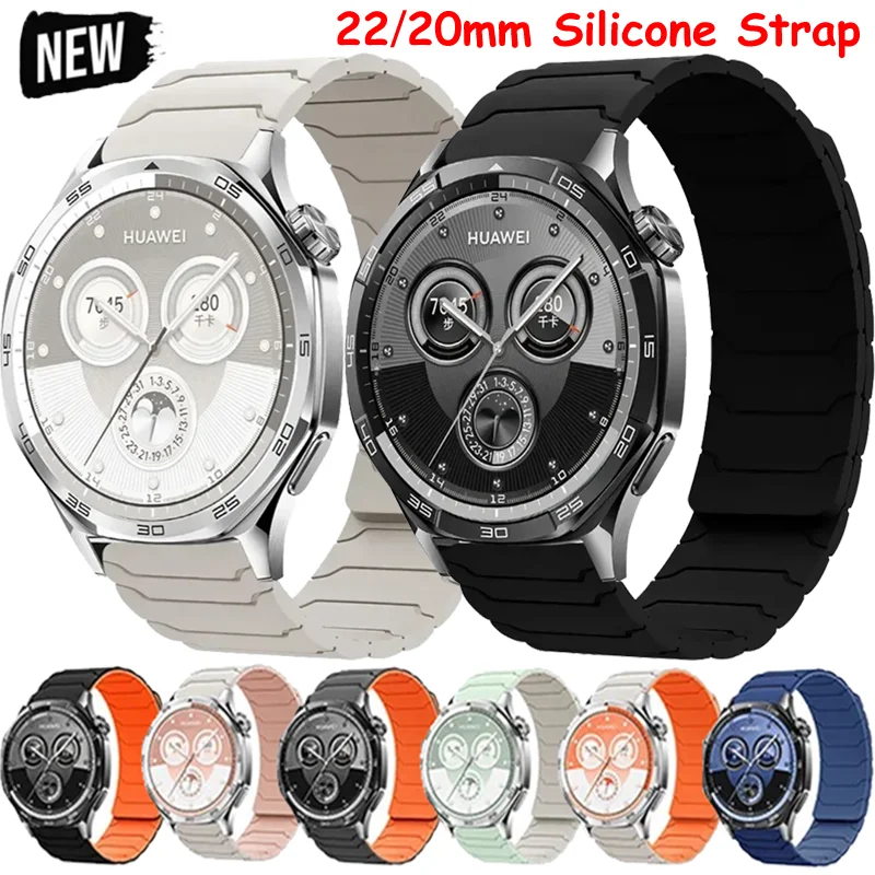 20mm 22mm Silikon Armband Für Huawei Uhr 5 GT5-4 -5 Pro 46mm Weiche Magnetische Schleife armband Für Xiaomi Uhr S4 S3 S2 S1 Zubehör Image