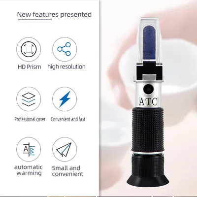 Handheld 0-80% Baijiu Alcohol Refractometer ATC Liquor Whisky Alcohol Tester Alcohol Content Tester for Liquor Spirits