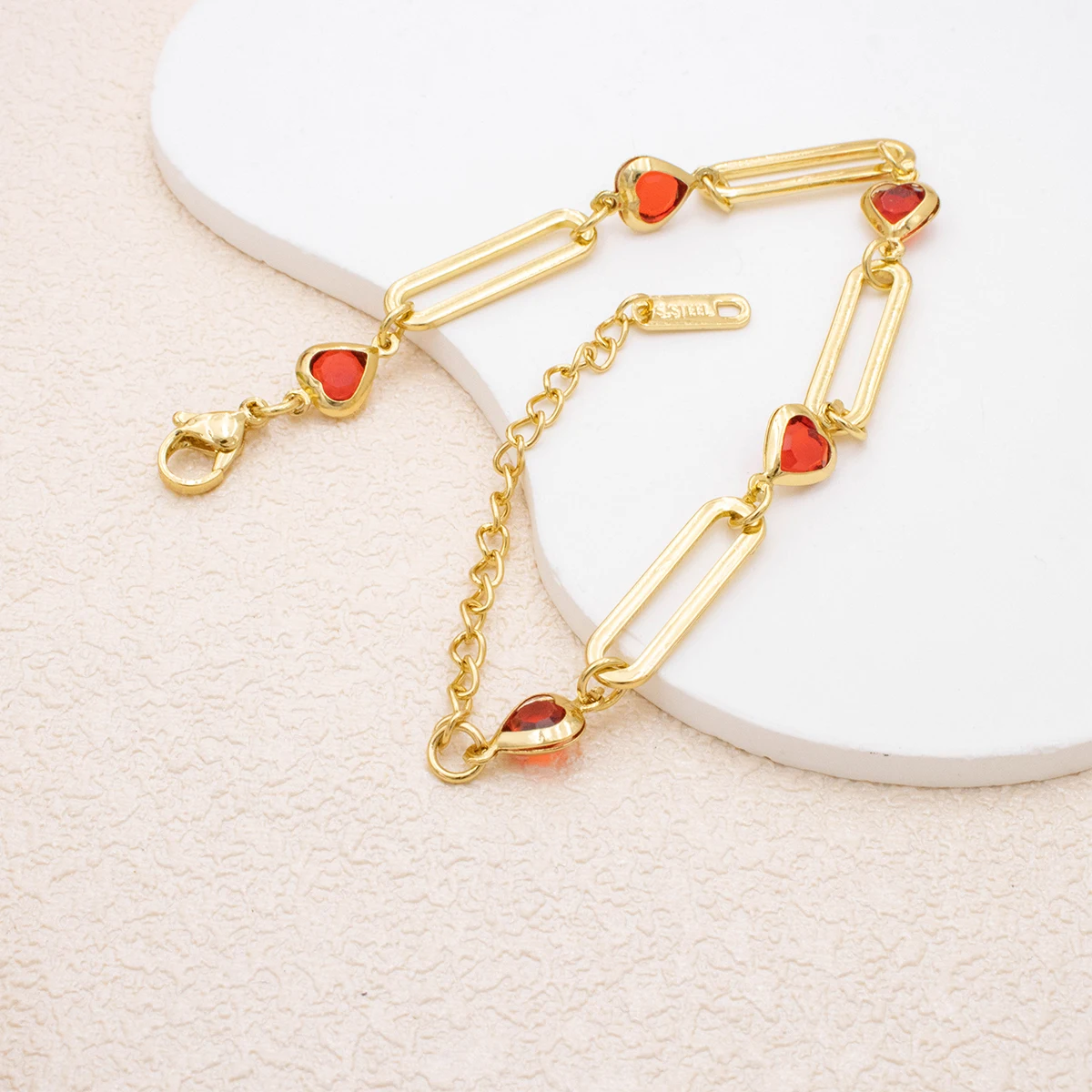 Kristall-Herz-Armband, verstellbar, goldfarben, Edelstahl, Metallkette, Armband für Damen und Herren, lässiger Party-Schmuck für Mädchen Image