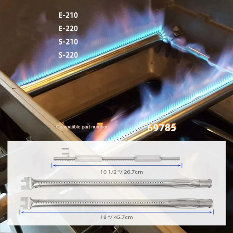 TOP ANGEBOTE 304 Edelstahlbrenner 69785 Grillbrennerrohr Ersatz für Spirit E-210 E-220 S-210 S-220 BBQ Grillteile Image