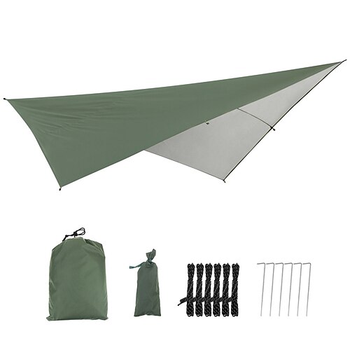 vielseitige wasserdichte Camping-Hängemattenplane – 114 x 114 Regenschutz Rucksackunterstand mit Abspannleinen Heringe - perfekt für Outdoor-Abenteuer Image