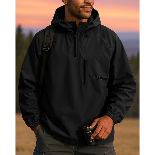 Herren Windjacke Wanderjacke wasserdichte Jacke Außen Wasserdicht Winddicht Wanderoutfits Wanderbekleidung Frühling Herbst Jacke Jagd Klettern Laufen Einfarbig Schwarz Purpur Braun Image