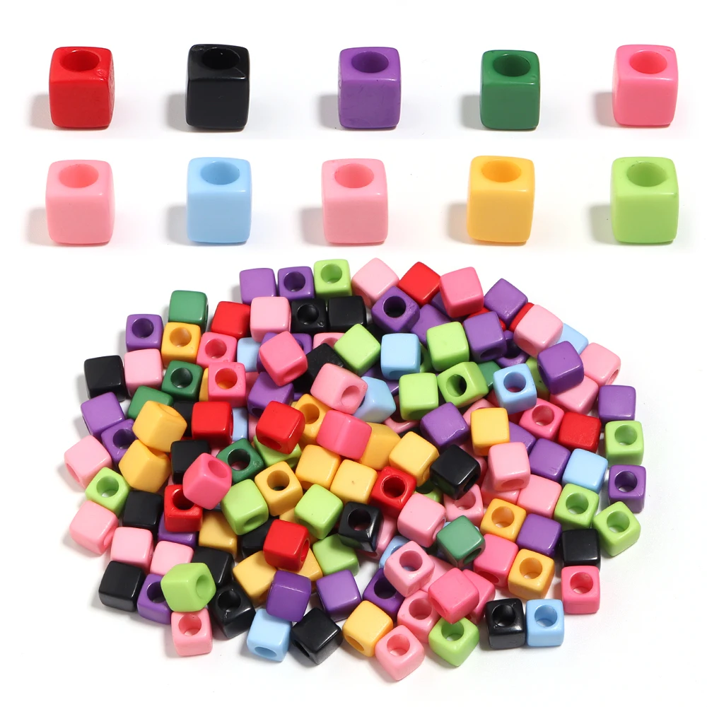 100 Teile/los 7mm Quadratische Form Acryl Perlen Lose Spacer Perlen Für Schmuck Machen DIY Charme Handgemachte Armband Halskette zubehör Image