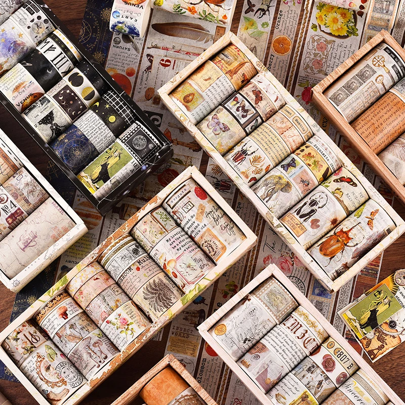 18 Bände – Nostalgic Memory Retro-Ins-Stil und Papierband, verwendet für handgefertigte Materialien, DIY-Sammelalben, Notizbücher, Bastelarbeiten Image