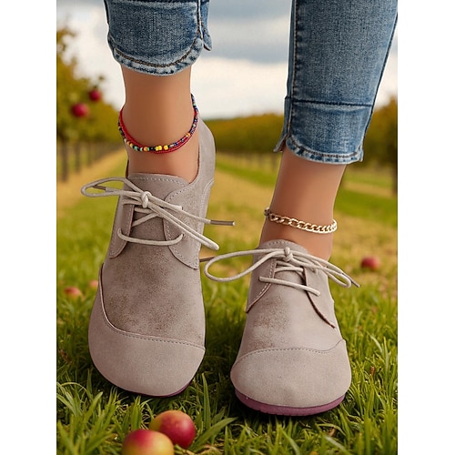 Weiche, flache Damenschuhe mit breiter Spitze, bequemer Freizeitstil, ideal für den Alltag, Spaziergänge und Outdoor-Aktivitäten im Herbst Image
