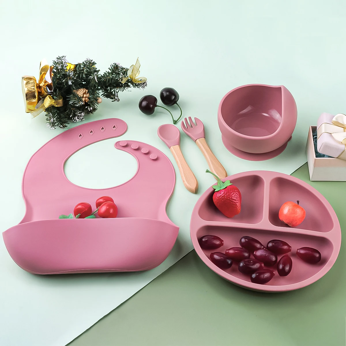 TYRY.HU 1set Baby Silikon Schüssel Kinder Silikon Fütterung Schüssel Weihnachten Geschenk Baby Fütterung Schüssel Mama Ergänzung Schüssel Image