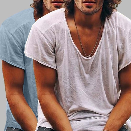 2-teiliges Herren-T-Shirt aus 100 % Baumwolle im lässigen Stil. Kurzarm, Rundhalsausschnitt. Geeignet für Frühling, Sommer und alle Jahreszeiten. Schlichtes, modisches und bequemes Design. Mehrpackung. Streetwear-Look. Ideal für Urlaub. Farben:... Image