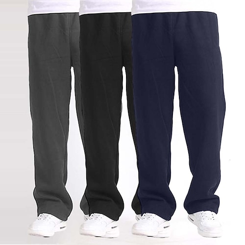 Herren Jogginghose Fleecehose Hose Gerade geschnittene Sweatpants Elastischer Bund Gerader Schnitt Mehrfachpackung Einfarbig Warm Atmungsaktiv Volle Länge Sport im Freien Täglich Klassicher Stil Image
