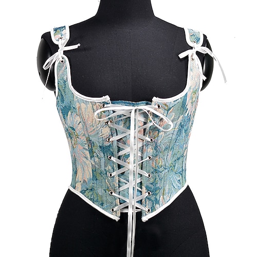 Retro Vintage Mittelalterlich Renaissance Korsett Weste Bustier Kostüm Damen Keltisch Fantasie Halloween Karneval Maskerade Party Alltagstauglich LARP Erwachsene Korsett Image