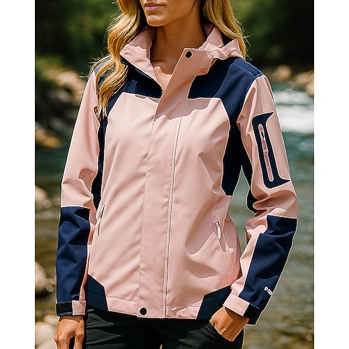 Damen Softshelljacke Wanderjacke Hardshelljacke Außen Wasserdicht Winddicht Leicht Wanderoutfits Wanderbekleidung Frühling Herbst Oberteil Camping / Wandern / Höhlenforschung Laufen Patchwork Image