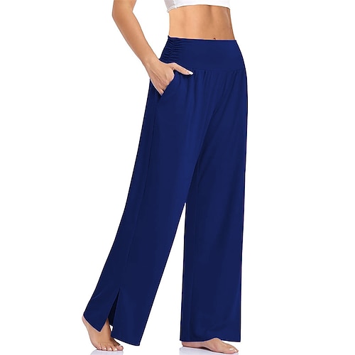 Loungewear-Hosen für Damen, reine Farbe, Sport, schlicht, bequem, für Zuhause, Alltag, Urlaub, lange Hosentasche, Sommer, Frühling Image