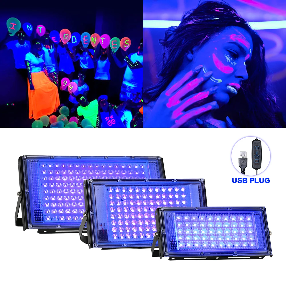 Led UV Flutlicht 50W 100W 150W 395nm 400nm Wasserdichte Fluoreszierende Party Disco Ultravilet Lampe LED USB Bühne Schwarzlicht