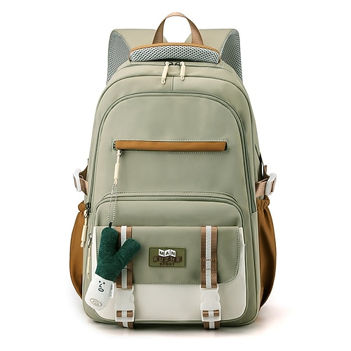 Zaino per il ritorno a scuola per ragazze adolescenti: grazioso zaino scolastico con portachiavi in peluche, zaino leggero multitasche per la scuola media e superiore