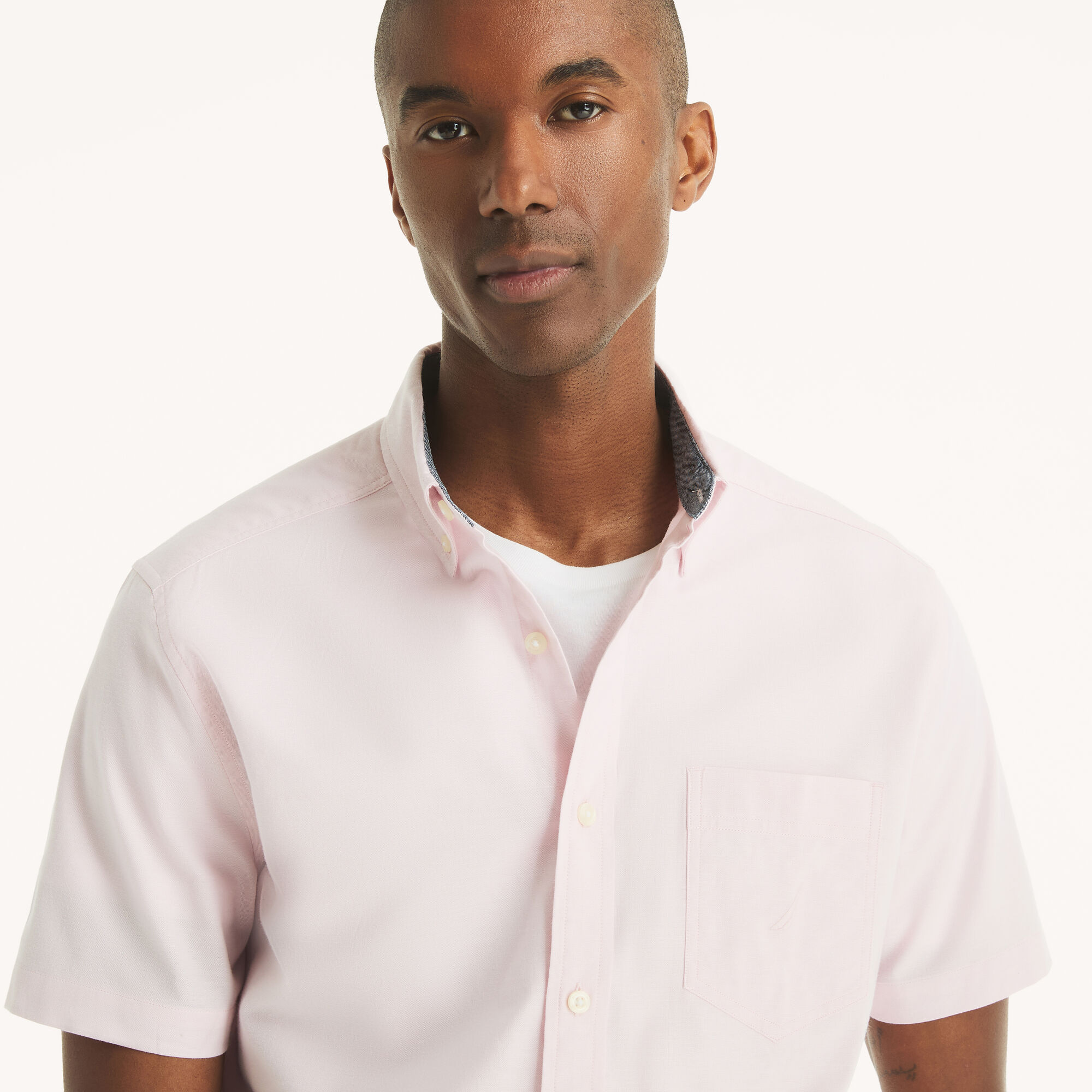 Nautica Men's Short-Sleeve Oxford Shirt 640 (Pale Orchid), L