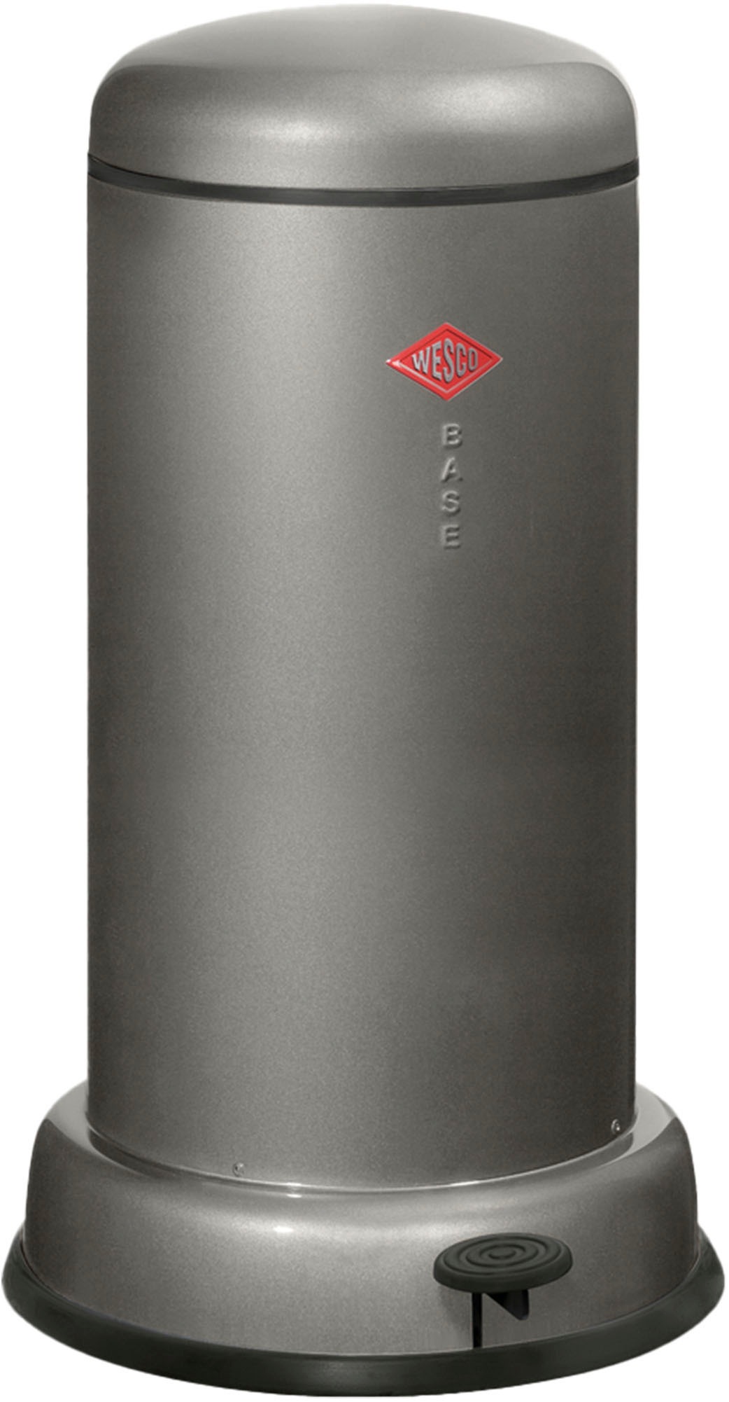 Mülleimer WESCO "Baseboy", grau (graphit), B:36,2cm H:63,5cm T:36,2cm, Stahlblech, Mülleimer, Mülleimer, Abfallsammler mit Dämpfer + Dämpferhalterung 20 Liter