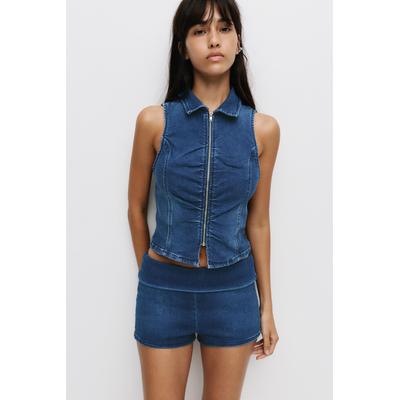 Zip-Up Denim Top