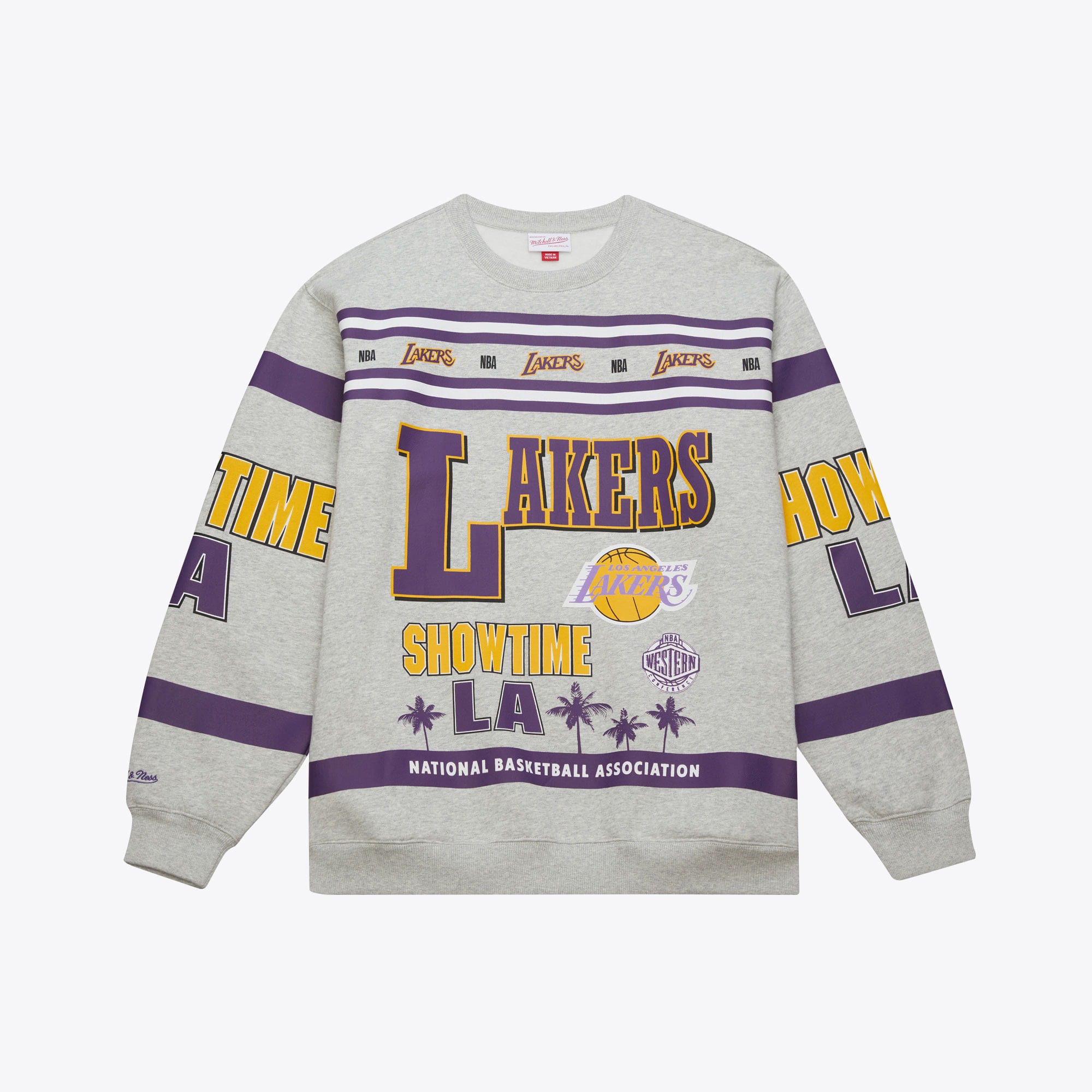 Los Angeles Lakers Mitchell & Ness All Over Print Vintage Crew – Herren