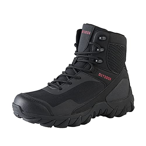 Men's Tactical Military Boots Army Combat Boots Combat Boots Combat Boots Combat Boots Waterproof Lace-Up Boots Winter Boots Lined Work Boots Hiking Boots Snow Boots, black, 10 UK
