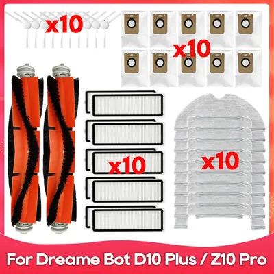 Fit Für (Dreame Bot D10 Plus / RLS3D / Z10 Pro / L10 Plus) Roller Seite Pinsel Filter Mopp staubbeutel Roboter Staubsauger Zubehör Teil Image