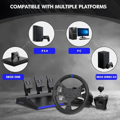 V99 Gaming Racing Wheel, Driving Force Feedback Steering Wheel with Pedals and Shifter - 3.2NM, 270°&900°, 11.8 inch