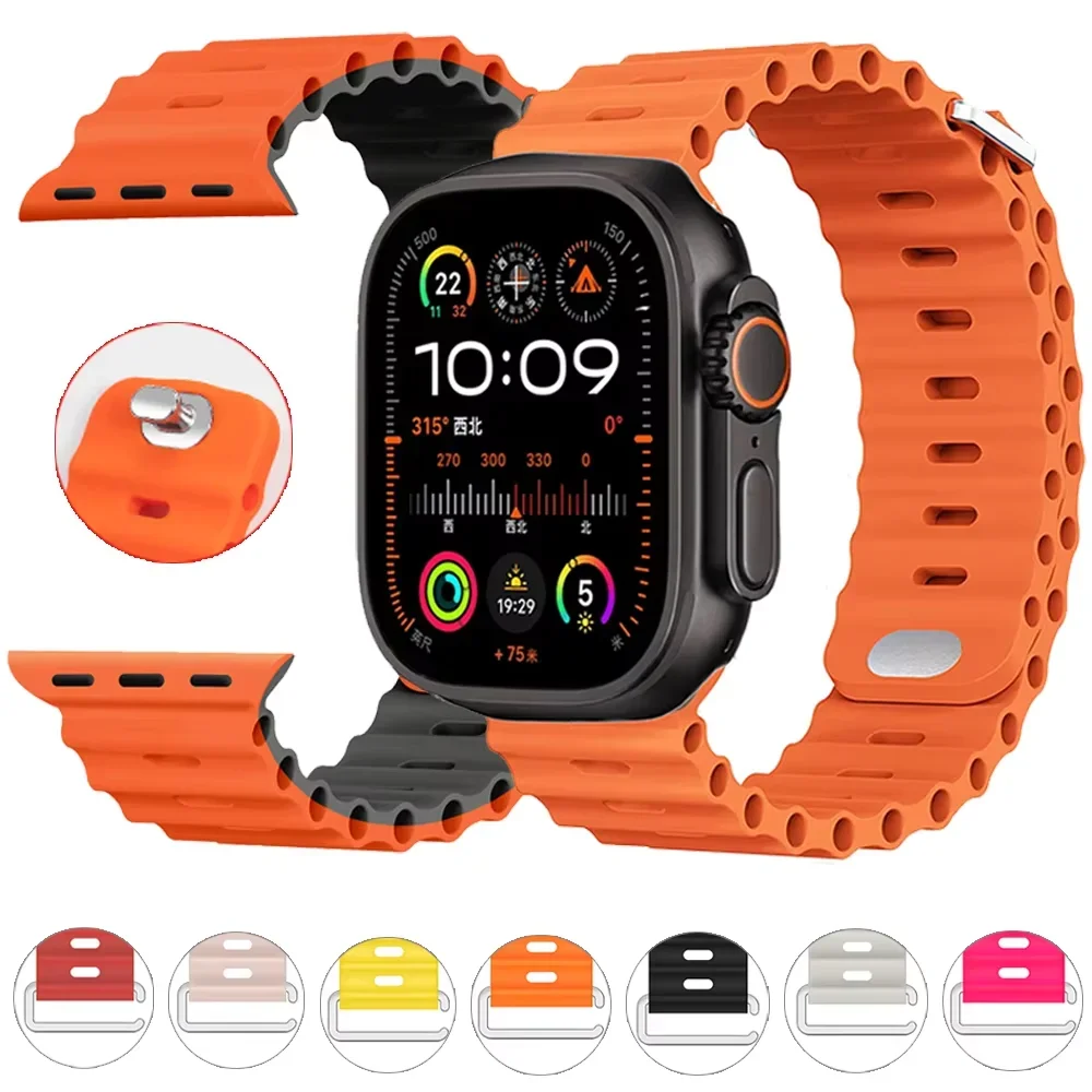 Ocean Soft Silikonarmband für Apple Watch Band Ultra 2 49 mm 10 46 mm 42 mm 9 8 7 45 mm 41 mm Bequeme iWatch 6 5 4 3 SE 40 mm 44 mm Image