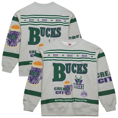 Milwaukee Bucks Mitchell & Ness All Over Print Vintage Crew – Herren Image