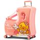 AO WEI LA OW Kids' Lightweight Ride on Luggage with Spinner Wheels & Foldabe Design, Pink, 20"+ Aged 1-3 Toddler, Pink Rabbit
