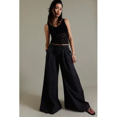 Julien Wide-Leg Chino Trousers at Free People in Washed Black, Size: Medium