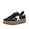 Plateausneaker RIEKER SPORT "Swing2GO", Damen, Gr. 43, silber (schwarz, silberfarben), Glattleder, Veloursleder, sportlich, Schuhe, Retro-Sneaker, Schnürschuh, Halbschuh mit trendiger Plateausohle