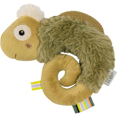 Greifspielzeug FEHN "Lazy, Crazy & Pink, Ring-Greifling Chamäleon", grün (khaki, olive), Greifspielzeug, KinderB:14cm H:2,9cm L:11cm, Plüsch, Softvelour, B:14cm H:2,9cm L:11cm Image