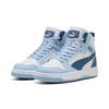 Sneaker PUMA "REBOUND V6 MID JR", Kinder, Gr. 37, puma weiß, schwarz indigo, haute tropic, mehrfarbig, sportlich, Schuhe