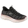 Slip-On Sneaker SKECHERS "SUMMITS PLUS-SOFT LUSTER", Damen, Gr. 43, rosa (schwarz, roségoldfarben), Textil, sportlich, Schuhe, Freizeitschuh, Schlupfschuh in veganer Verarbeitung