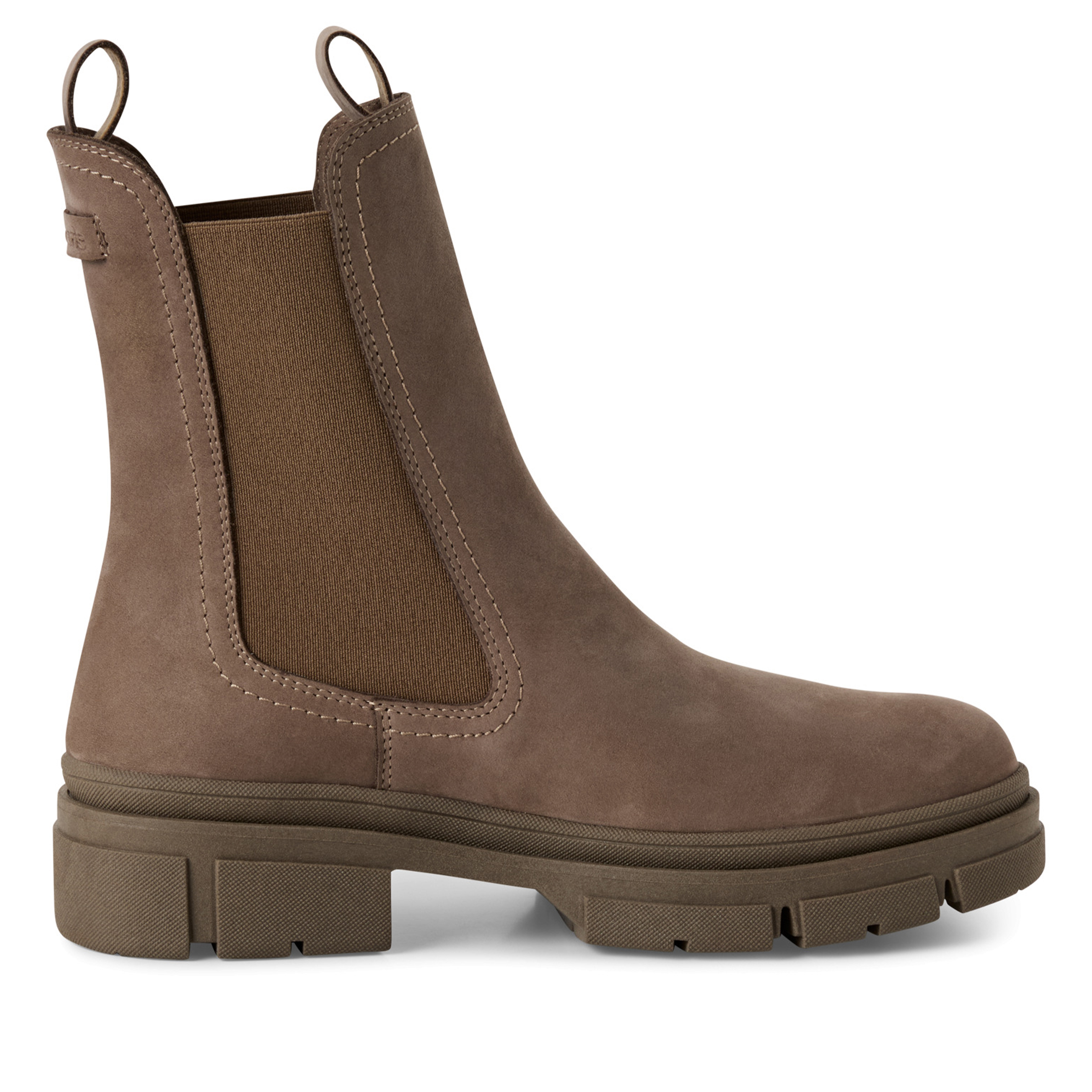 Tamaris Damen Dune Taupe Braun Leder Klassische High Pull-On Chelsea Stiefeletten