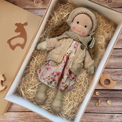 Handmade Waldorf Doll Baby Girl with Clothes Sets - 11.8 Inch Soft Plush Doll for Toddlers Ideal Christmas Gift for Kids