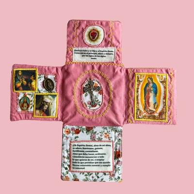 Handcrafted Pocket Devotional Faith Edition Pocket Shrine with Silver Cross Included Compact Inspiration Box Portable Blessing Gift for Daily Reflection Mindfulness and Support