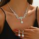 Bridal Jewelry Sets Two-piece Suit Zircon Imitation Diamond 1 Necklace Earrings Women's Fashion Sweet Lovely Hollow Out Love Precious Diamond Water Drop Jewelry Set For Wedding Gift Daily