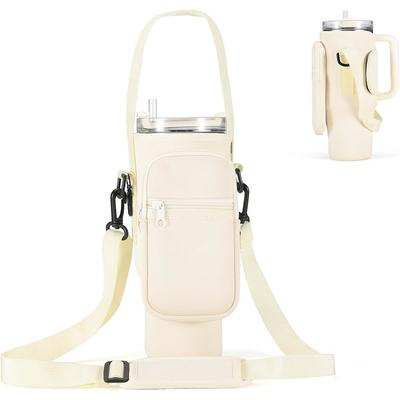 Water Bottle Carrier Bag for Stanley 40oz Tumbler with Phone Pocket Neoprene Water Bottle Holder with Shoulder Handheld Strap Stanley Cup Accessories