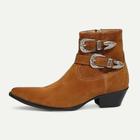 Men's Suede Leather Buckle Ankle Boots – Western Cowboy Style Retro Dress Boots for Fall Outfits Daily Wear